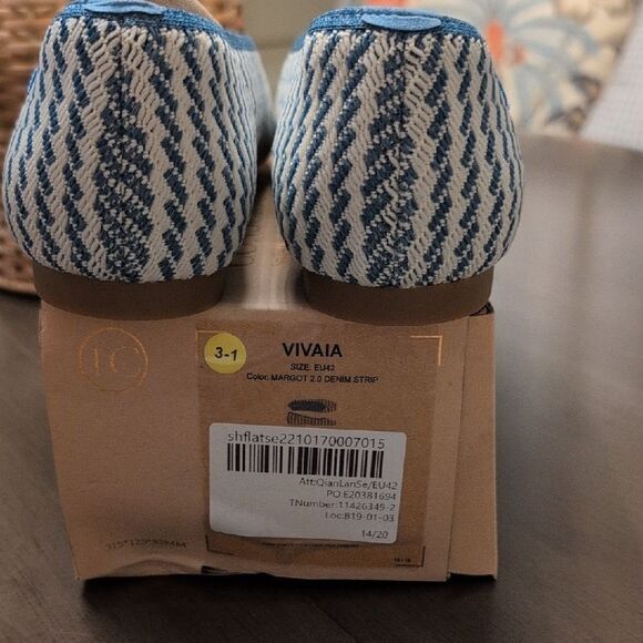 Vivaiva Margo 2.0 Square Toe V-Cut Flats Denim Stripe Size EU42 NWT - Picture 4 of 11